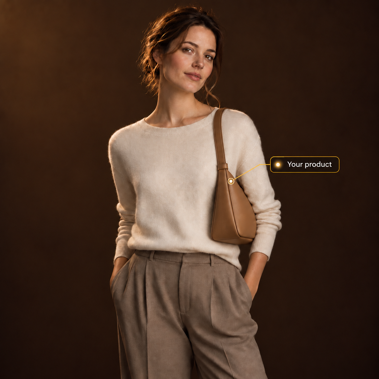 Model wearing the real product
